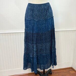 Lauren by Ralph Lauren 1X Tiered Skirt Patchwork Floral Boho Cottage Prairie